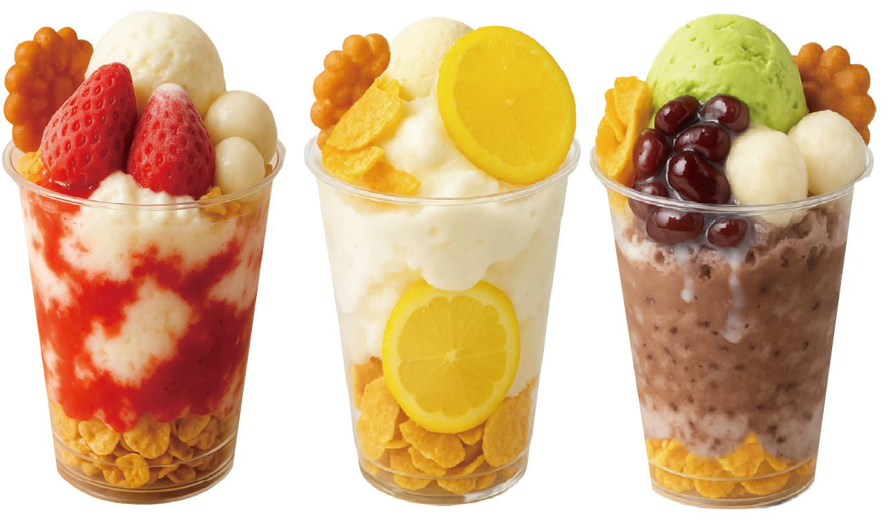 コッピンスのいちごトッピングミルク氷
